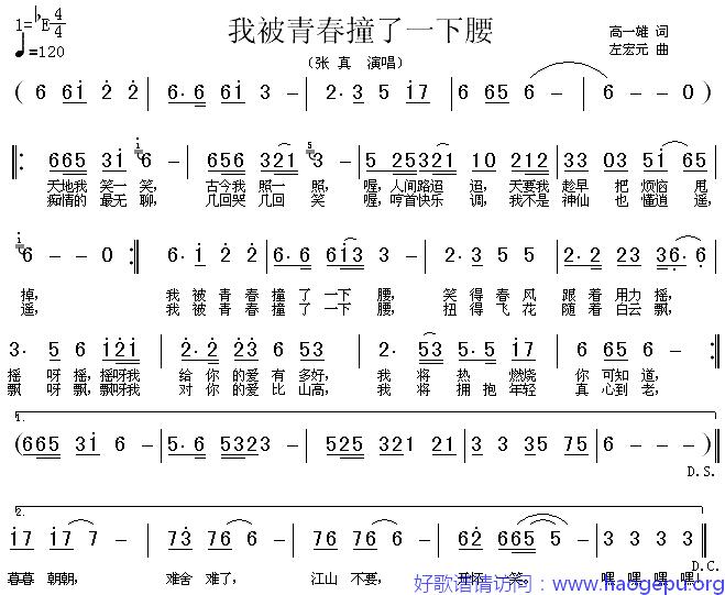 我被青春撞了一下腰歌谱