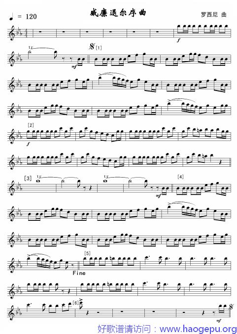 威廉退尔序曲(长短笛)线谱歌谱