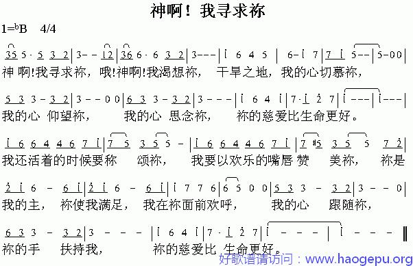 神啊,我录求你歌谱