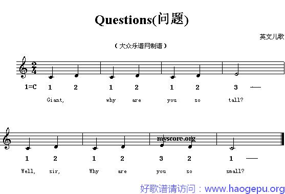 Questions歌谱