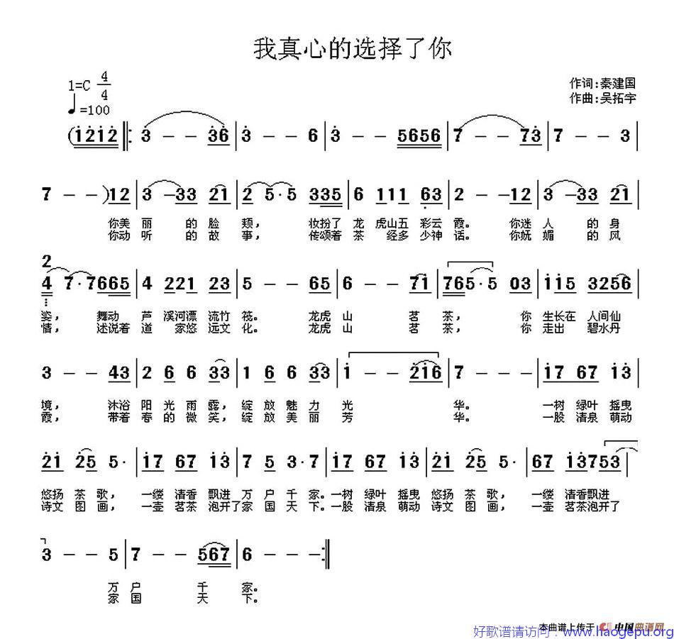 我真心的选择了你歌谱