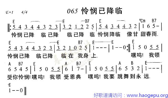 065怜悯已降临歌谱