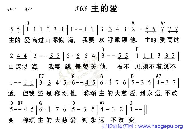 563主的爱歌谱