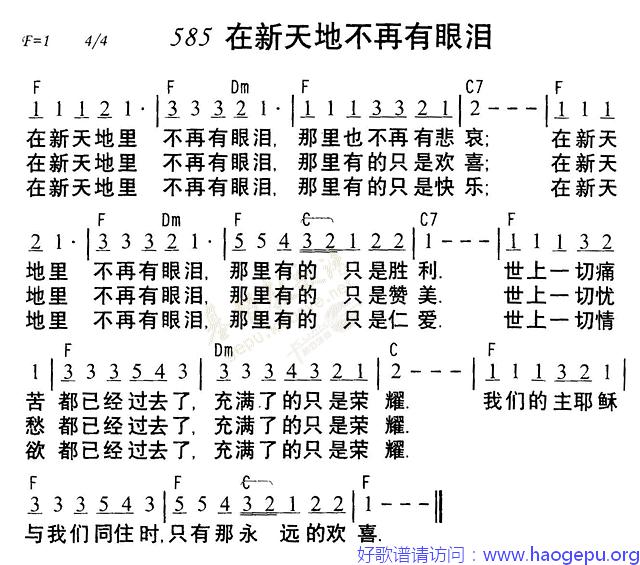 585在新天地不再有眼泪歌谱