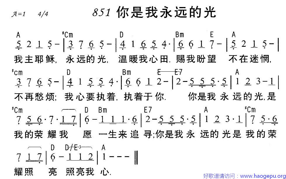 851你是我永远的光歌谱