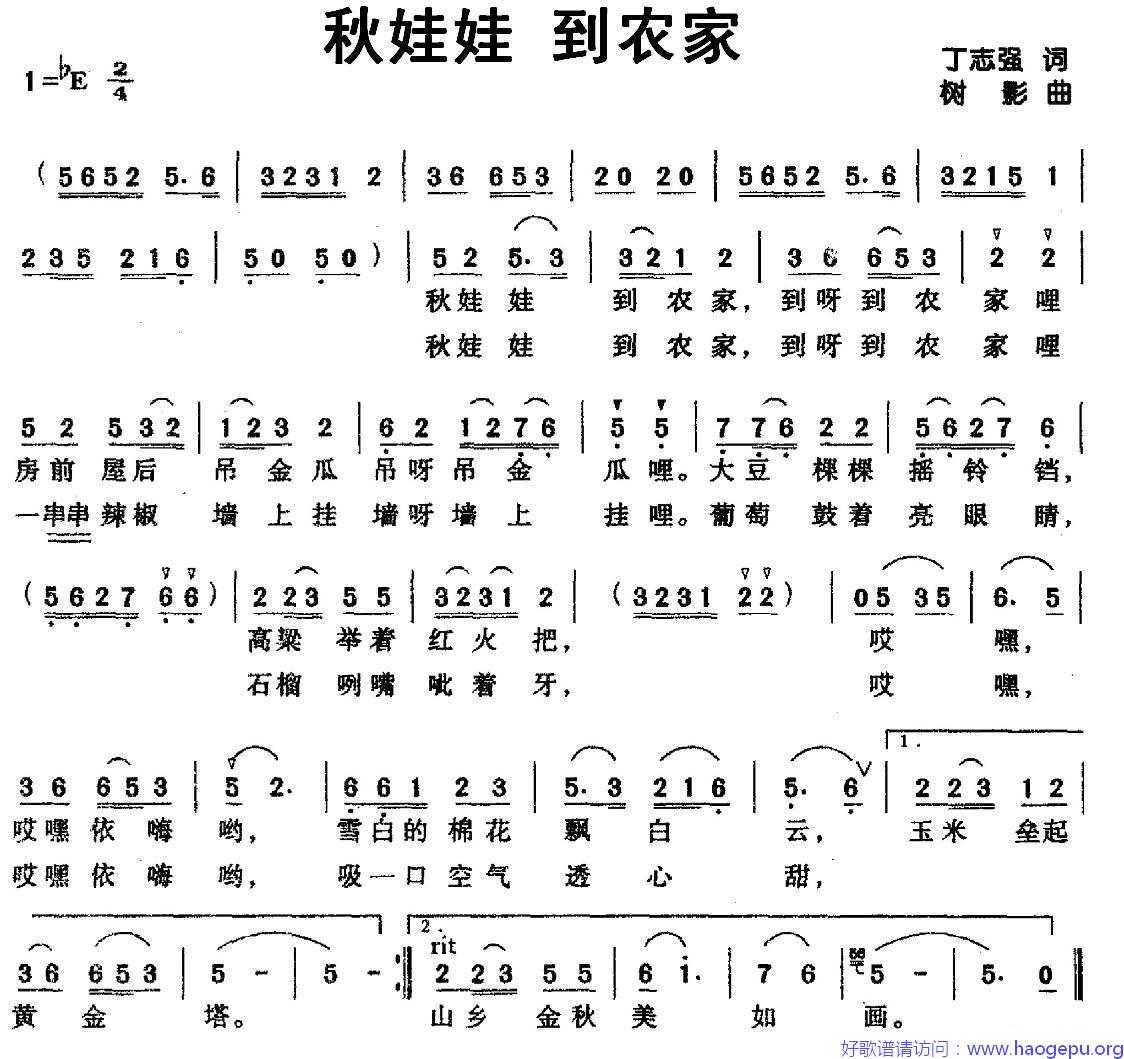 秋娃娃 到农家歌谱