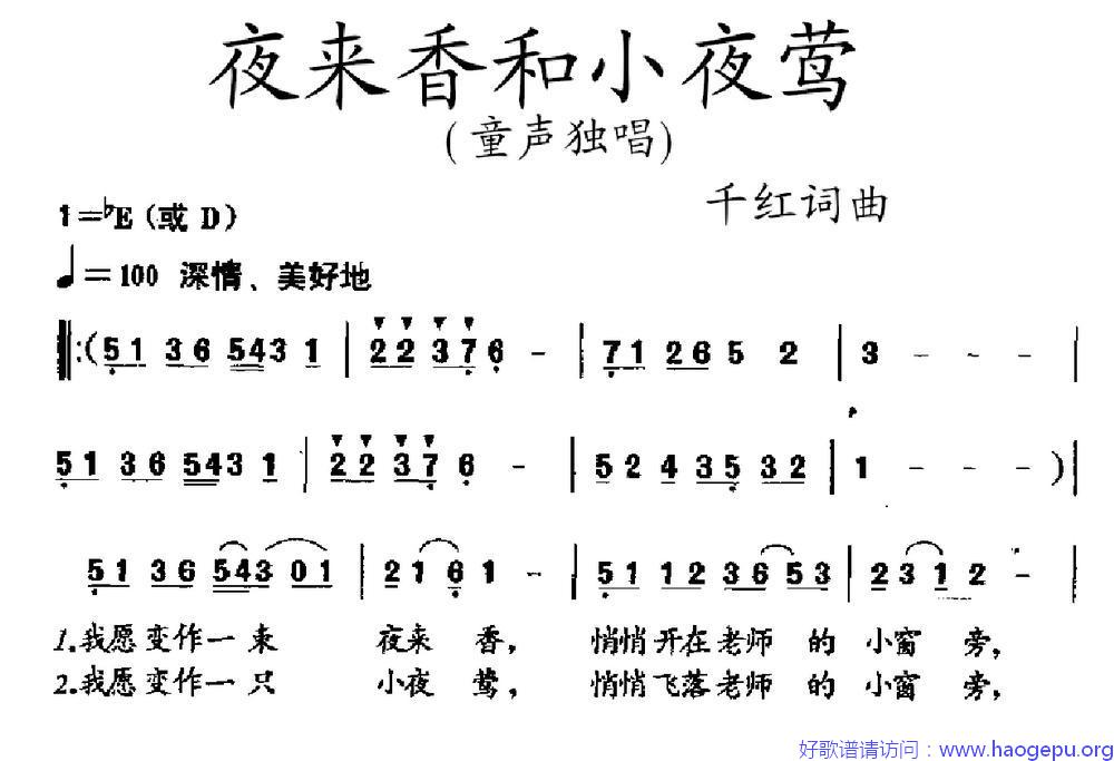 夜来香和小夜莺歌谱