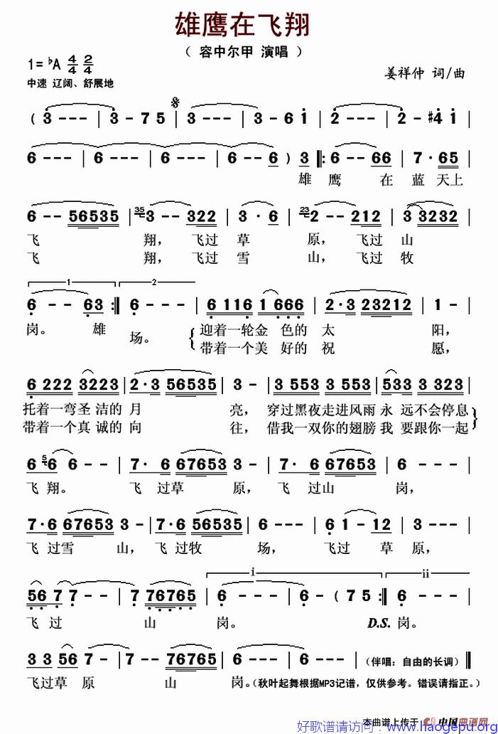 ?雄鹰在飞翔歌谱