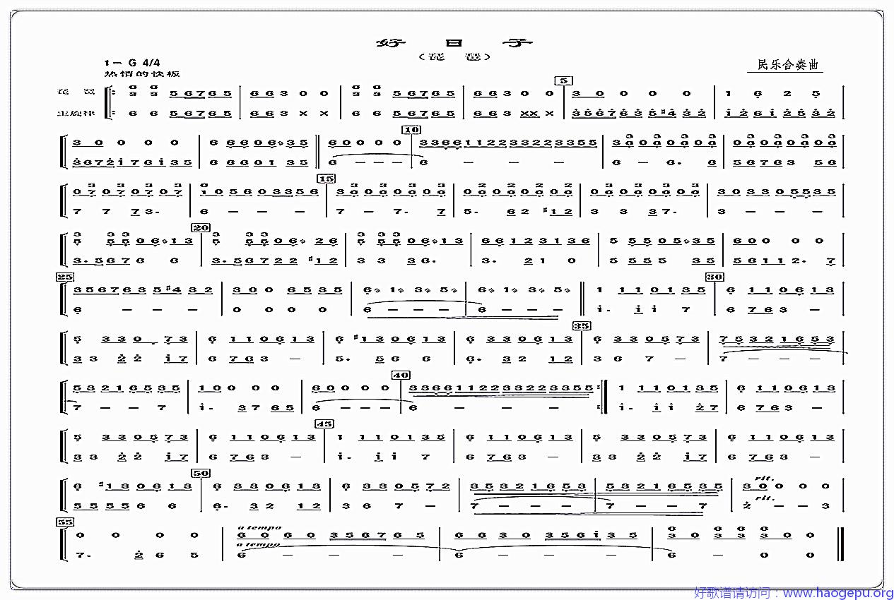 民乐合奏:好日子(琵琶分谱)歌谱