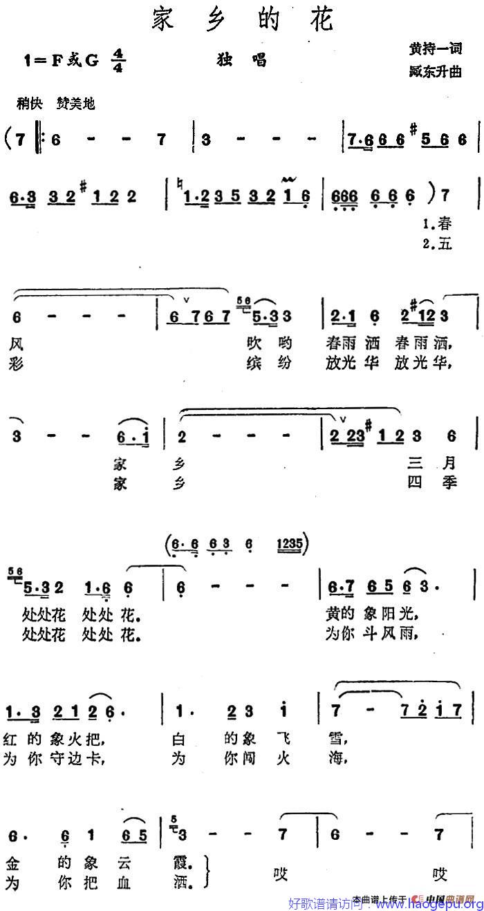 家乡的花歌谱