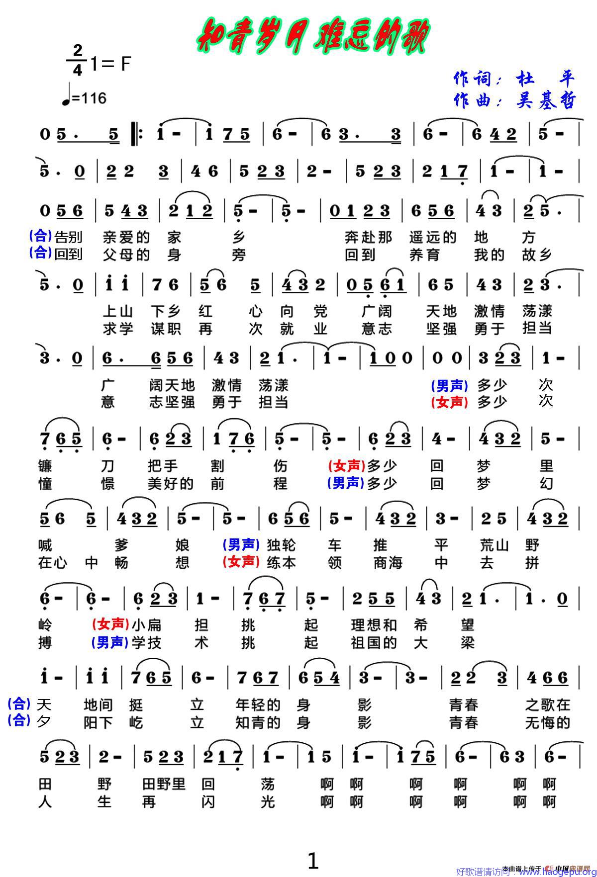 知情岁月难忘的歌歌谱