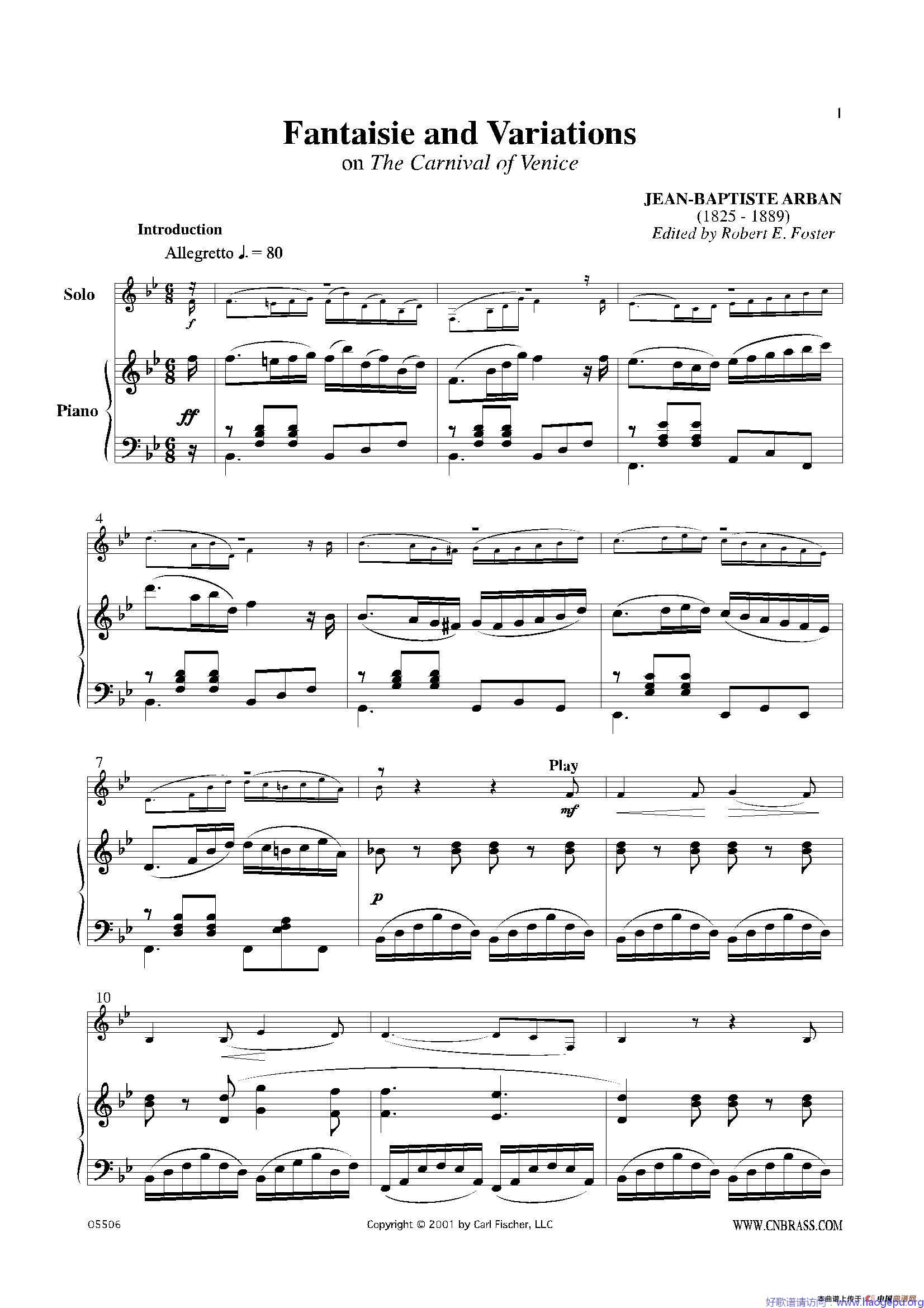 威尼斯狂欢节变奏(圆号+钢琴)歌谱