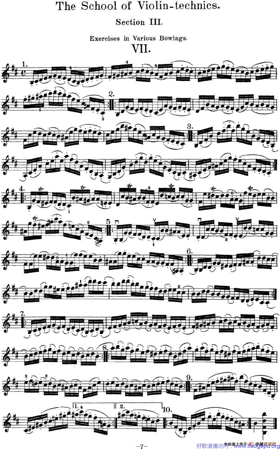 史拉迪克小提琴技术练习 第3册(Ⅶ)歌谱