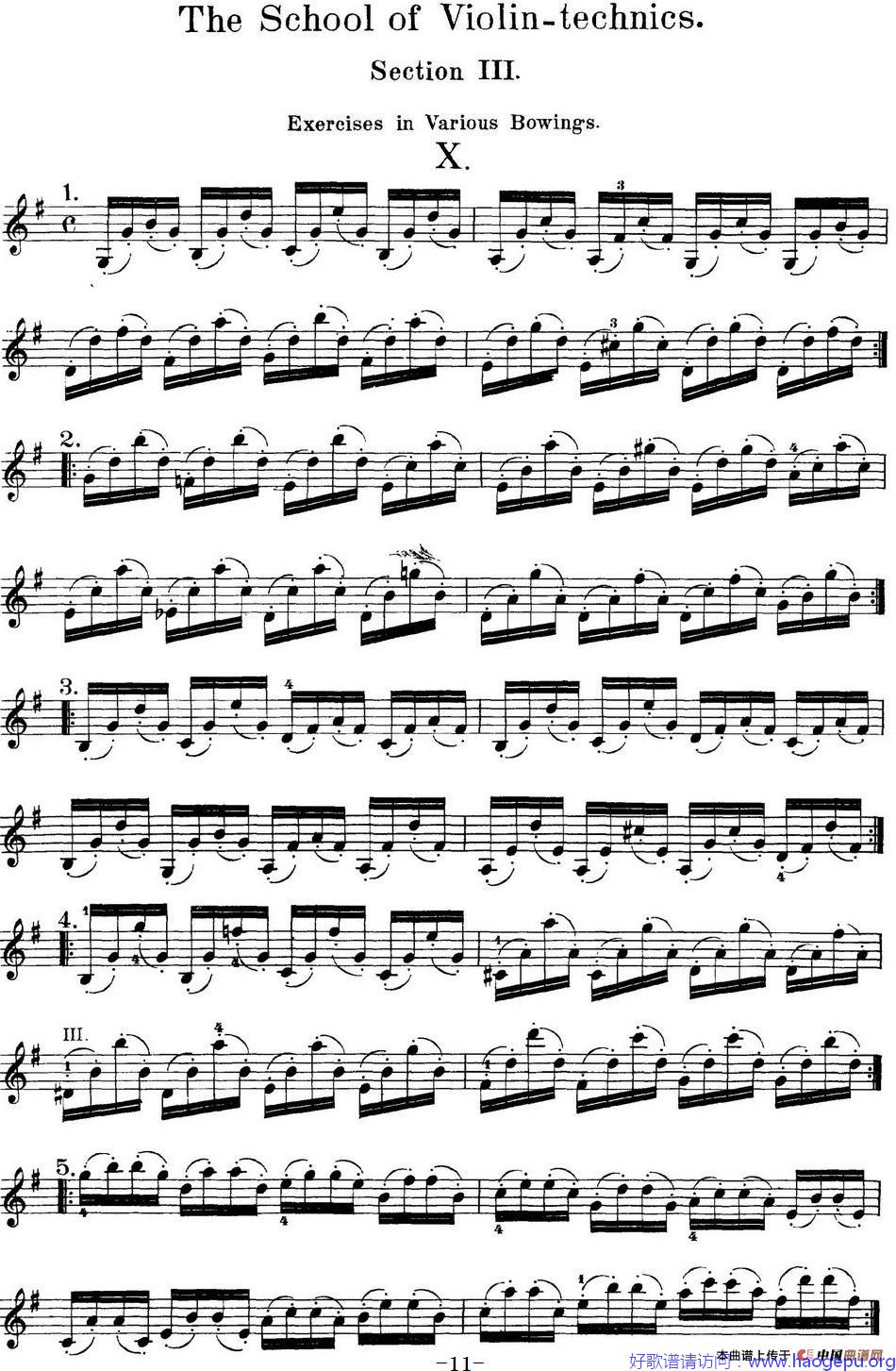 史拉迪克小提琴技术练习 第3册(Ⅹ)歌谱